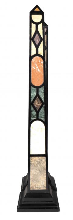 Pair Of Ebonized And Marble Obelisks - 4789176