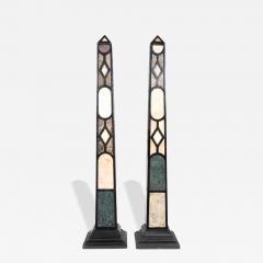 Pair Of Ebonized And Marble Obelisks - 4790023