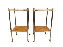 Pair Of Edwardian Style Brass And Leather End Tables - 4141814