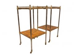 Pair Of Edwardian Style Brass And Leather End Tables - 4141815