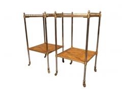 Pair Of Edwardian Style Brass And Leather End Tables - 4141817