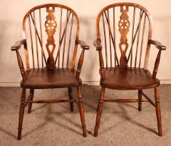 Pair Of English Windsor Armchairs From The 19th Century - 3068226