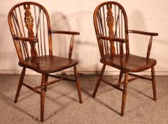 Pair Of English Windsor Armchairs From The 19th Century - 3068228