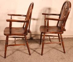 Pair Of English Windsor Armchairs From The 19th Century - 3068233