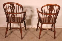 Pair Of English Windsor Armchairs From The 19th Century - 3717529