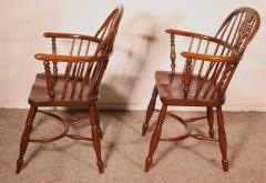 Pair Of English Windsor Armchairs From The 19th Century - 3717530