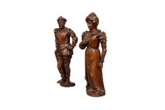 Pair Of European Carved Figures Of A Man And Woman - 4138510
