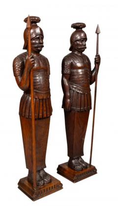 Pair Of European Carved Oak Roman Centurions - 4138703