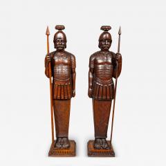 Pair Of European Carved Oak Roman Centurions - 4153817