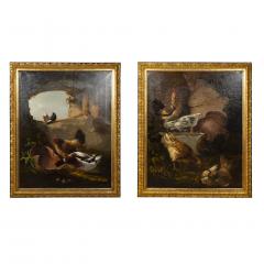 Pair Of European Oil on Canvas Paintings Of Birds In A Ruin - 3915847