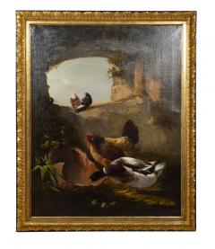 Pair Of European Oil on Canvas Paintings Of Birds In A Ruin - 3915849