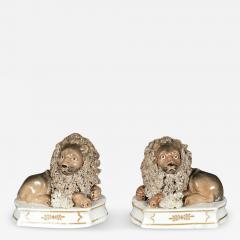 Pair Of European Porcelain Figures of Reclining Lions - 4000376