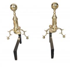 Pair Of Federal Style Brass Andirons - 4330332