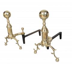Pair Of Federal Style Brass Andirons - 4330333
