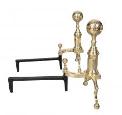 Pair Of Federal Style Brass Andirons - 4330336