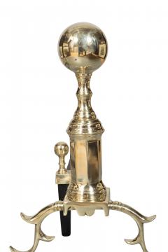 Pair Of Federal Style Brass Andirons - 4330342