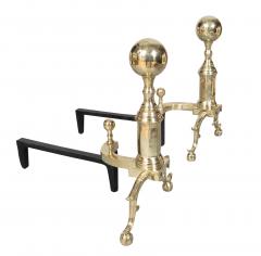 Pair Of Federal Style Brass Andirons - 4330345