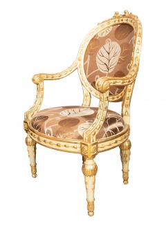 Pair Of Fine Italian Neoclassical Painted And Giltwood Armchairs - 4643383