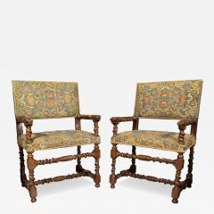 Pair Of Flemish Baroque Walnut Armchairs - 4332638