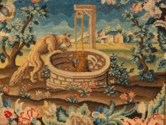 Pair Of Framed Needlepoint Pictures Depicting Scenes From Aesops Fables - 4139799