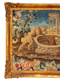 Pair Of Framed Needlepoint Pictures Depicting Scenes From Aesops Fables - 4139805