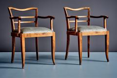 Pair Of French Art Deco Armchairs with new velvet upholstered seats - 4683477