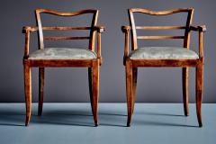 Pair Of French Art Deco Armchairs with new velvet upholstered seats - 4683478