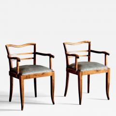 Pair Of French Art Deco Armchairs with new velvet upholstered seats - 4683818