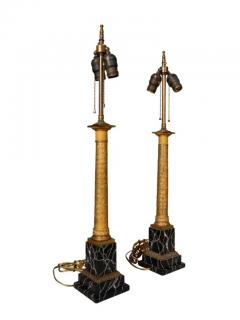 Pair Of French Empire Bronze and Faux Marble Table Lamps - 4141597
