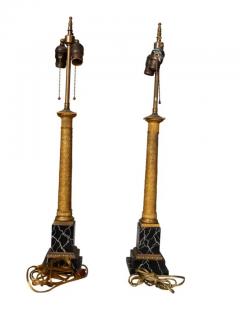 Pair Of French Empire Bronze and Faux Marble Table Lamps - 4141607