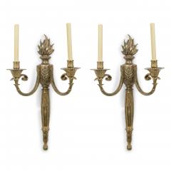 Pair Of French Empire Revival Bronze Two Light Wall Sconces - 4700210