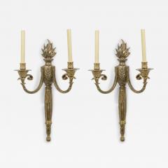 Pair Of French Empire Revival Bronze Two Light Wall Sconces - 4700217