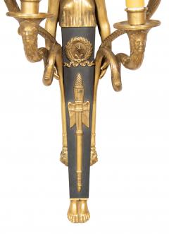 Pair Of French Empire Style Bronze Wall Lights - 4292675