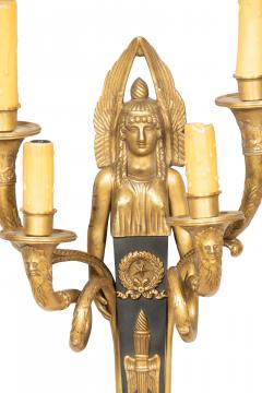 Pair Of French Empire Style Bronze Wall Lights - 4292712