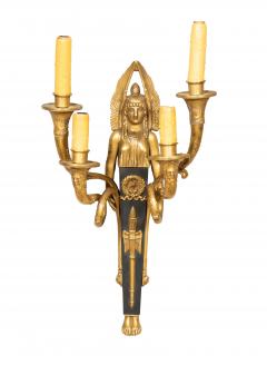Pair Of French Empire Style Bronze Wall Lights - 4292716