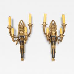 Pair Of French Empire Style Bronze Wall Lights - 4297105
