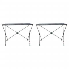 Pair Of French Maison Bagu s Wrought Iron Neoclassical Style Console Tables - 4817210