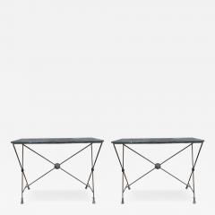 Pair Of French Maison Bagu s Wrought Iron Neoclassical Style Console Tables - 4817756