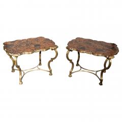 Pair Of French Moderne Bronze And Faux Tortoise End Tables - 4465428