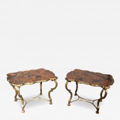Pair Of French Moderne Bronze And Faux Tortoise End Tables - 4465437