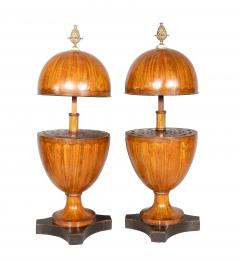 Pair Of George III Mahogany And Satinwood Telescopic Knife Urns - 4465280