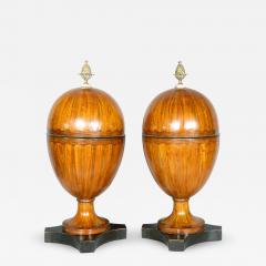 Pair Of George III Mahogany And Satinwood Telescopic Knife Urns - 4465470
