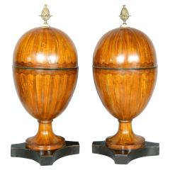 Pair Of George III Mahogany And Satinwood Telescopic Knife Urns - 4465482