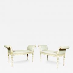 Pair Of George III White And Green Painted Window Benches - 4383675