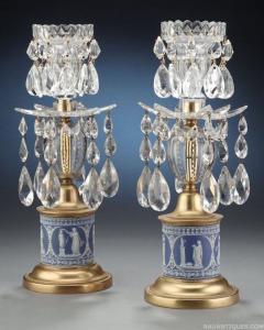 Pair Of Georgian Period Jasper Ware And Ormolu Candlesticks - 2549101