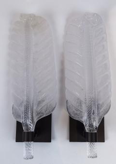 Pair Of Glass Blown Leaf Wall Lights Contemporary UL Certified - 2756934