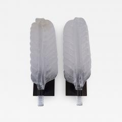 Pair Of Glass Blown Leaf Wall Lights Contemporary UL Certified - 2759370