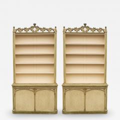 Pair Of Gothic Revival Painted Bookcases Of Slightly Different Proportions - 3746457