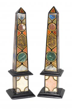 Pair Of Grand Tour Style Marble Obelisks - 4474369