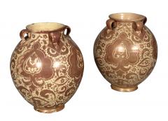 Pair Of Hispano Moresque Pottery Vases - 3996072
